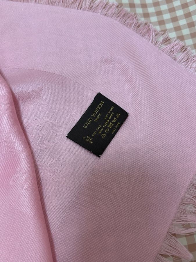 LV Louis Vuitton 粉色Monogram 圍巾-5