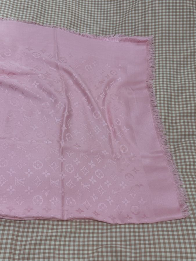 LV Louis Vuitton 粉色Monogram 圍巾-15