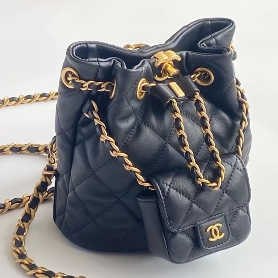 CHANEL香奈兒黑金子母雙肩包芯片款全牛皮近全新閒置-10