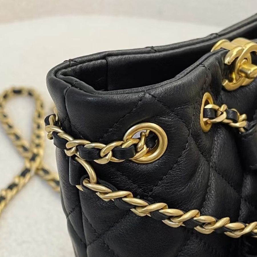 CHANEL香奈兒黑金子母雙肩包芯片款全牛皮近全新閒置-12