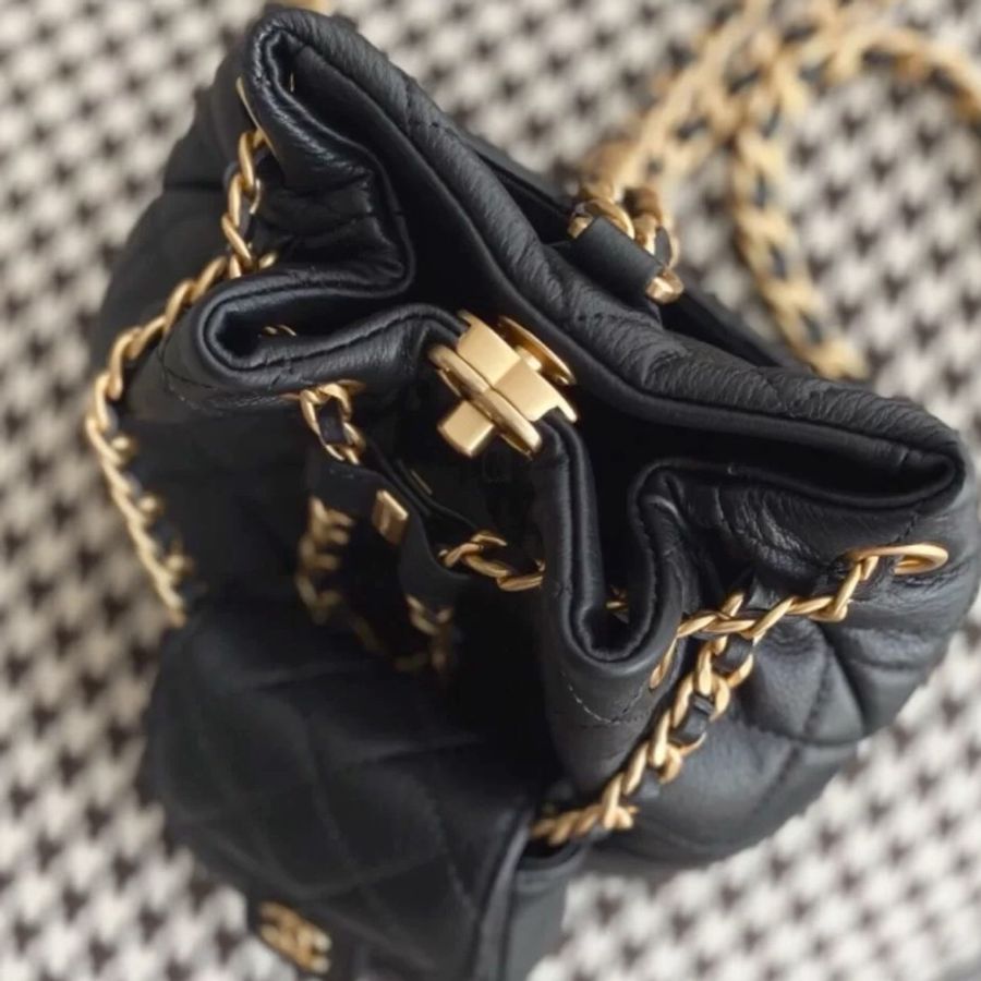 CHANEL香奈兒黑金子母雙肩包芯片款全牛皮近全新閒置-16