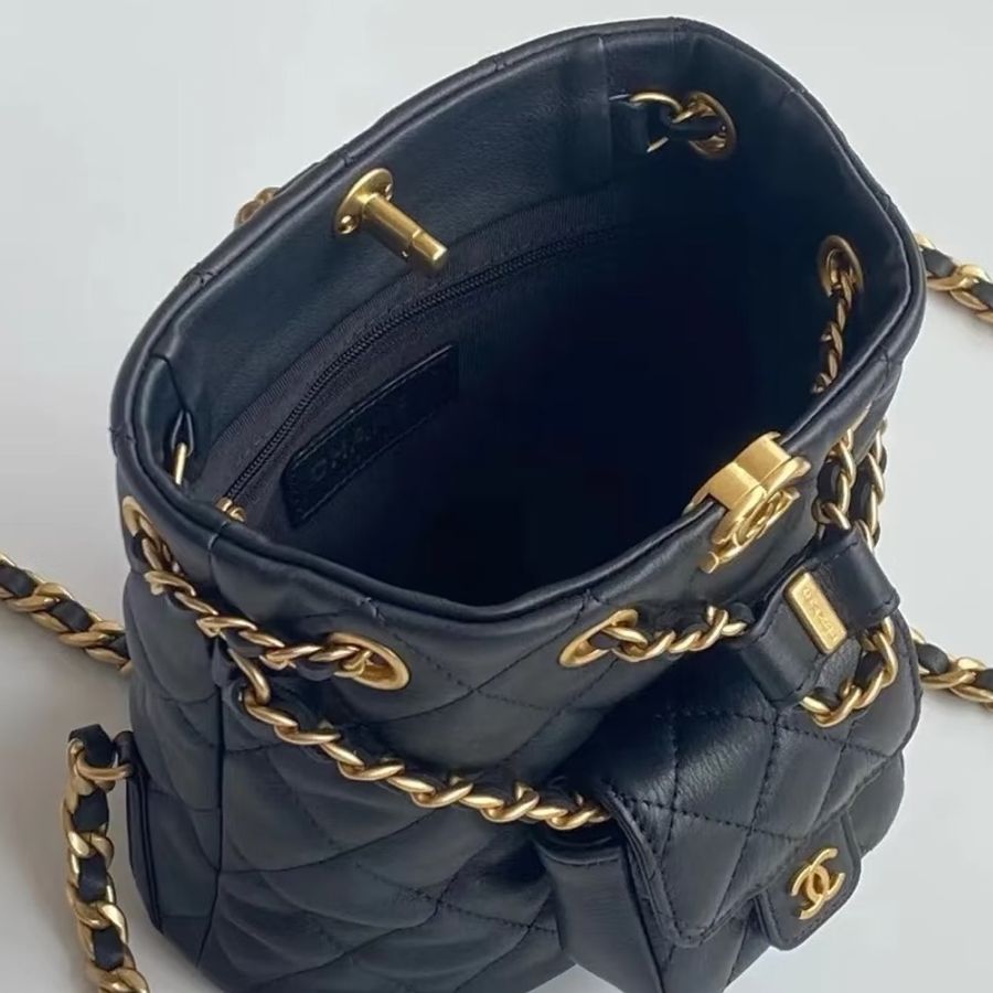 CHANEL香奈兒黑金子母雙肩包芯片款全牛皮近全新閒置-17