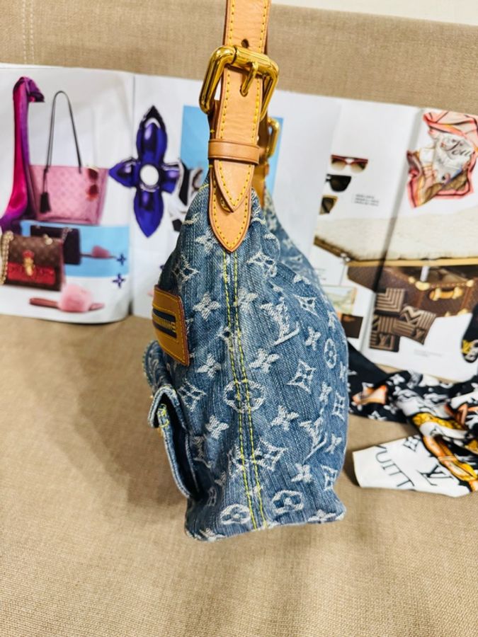 LV丹寧Baggy hobo 手袋 ,肩背包 水洗牛仔布+Monogram老花，復古感滿滿！植鞣革肩帶+金五金，細節超精緻✨-1