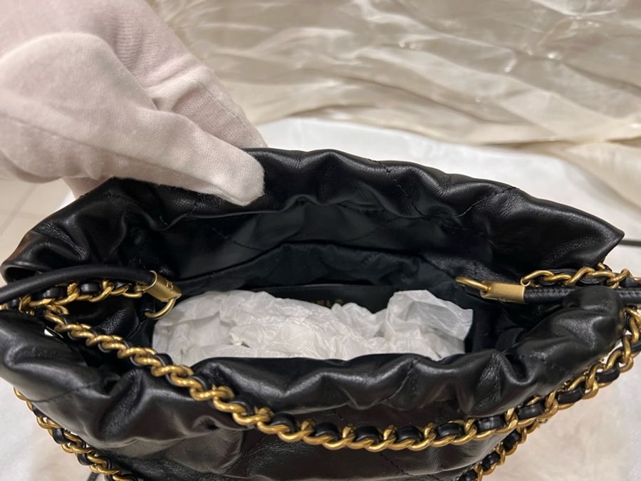CHANEL 香奈兒| 【二手正品】 22 Mini 經典黑金/復古金 垃圾袋 晶片款-2