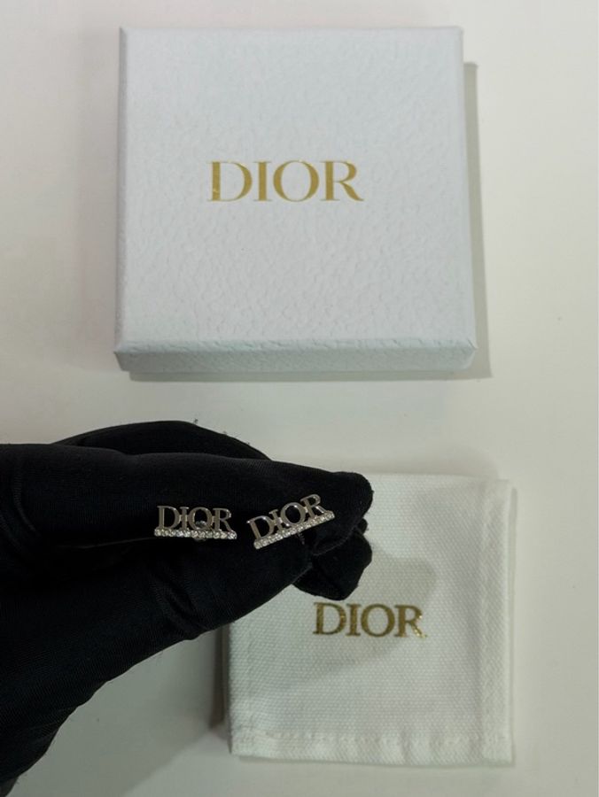 DIOR|字母耳釘 銀-0