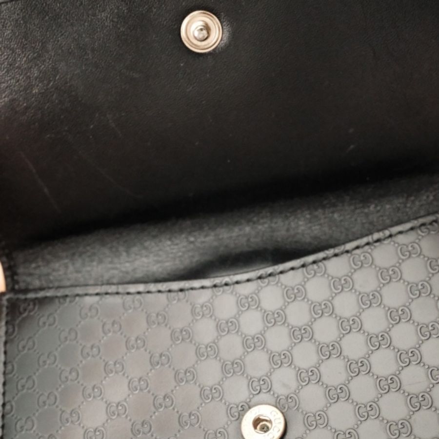 Vintage GUCCI Tom Ford 黃金時期 經典 Micro GG 賈姬活塞扣 黑色皮革三折中夾-5