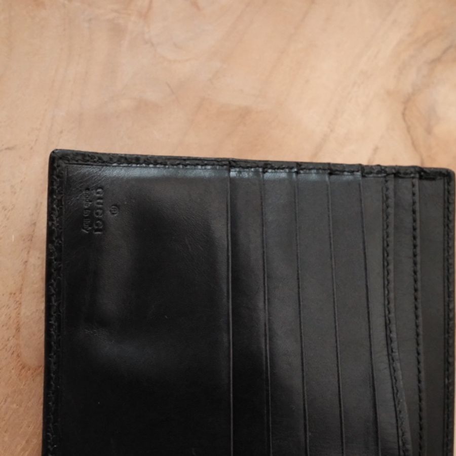 Vintage GUCCI Tom Ford 黃金時期 經典 Micro GG 賈姬活塞扣 黑色皮革三折中夾-6
