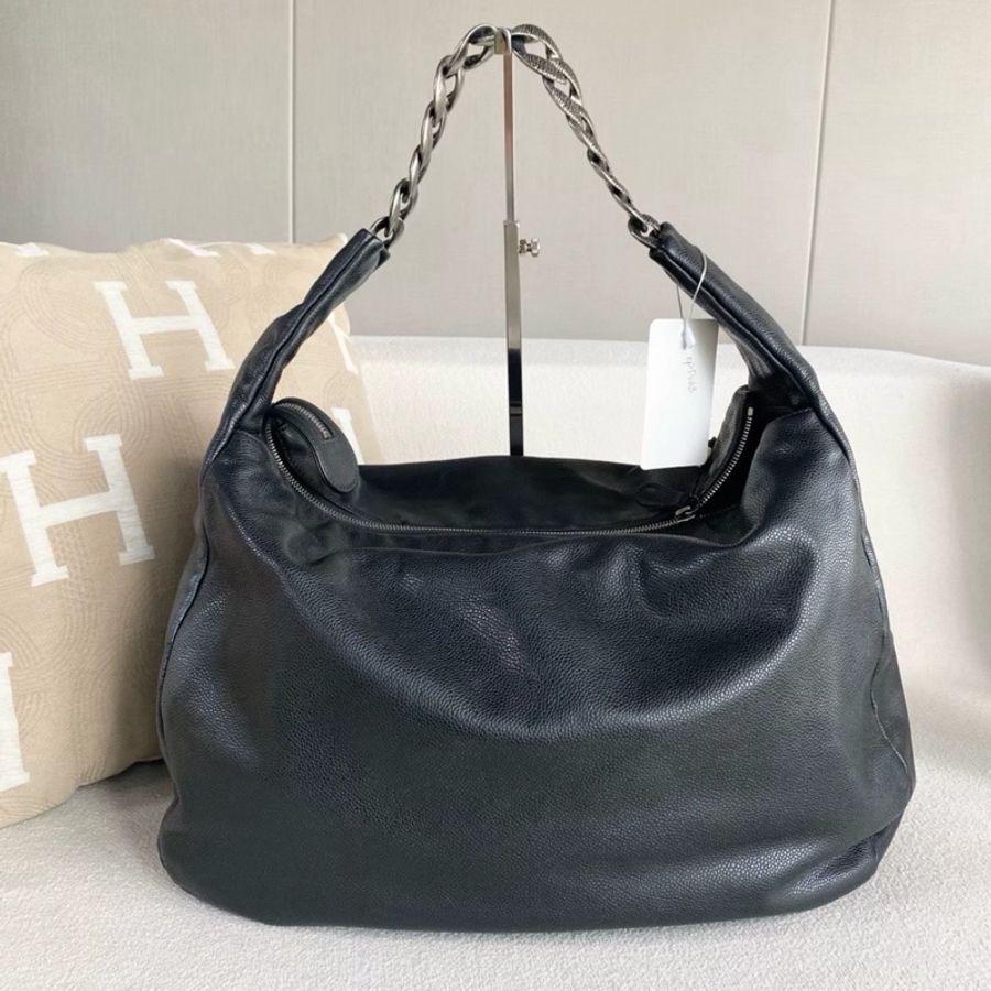Chanel香奈兒雙C大logoHobo鏈條包 全牛皮-1