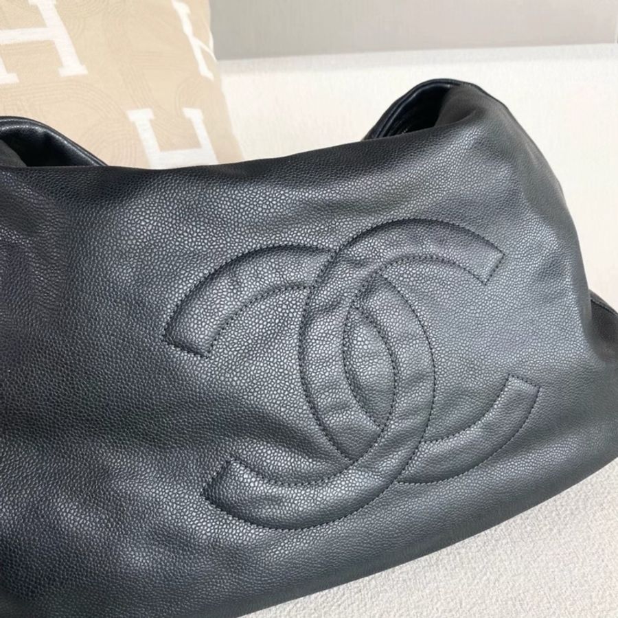 Chanel香奈兒雙C大logoHobo鏈條包 全牛皮-5