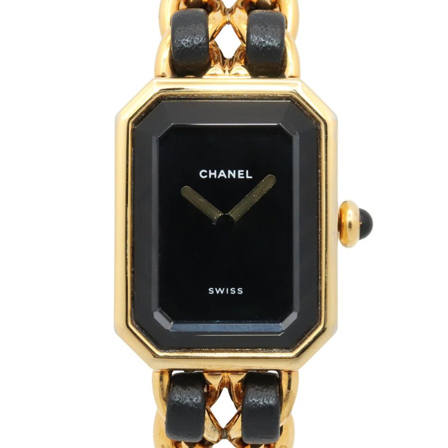 香奈兒 (Chanel) CHANEL Première S 女士腕錶,鍍金 (GP),皮革錶帶,黑色,H0001-0