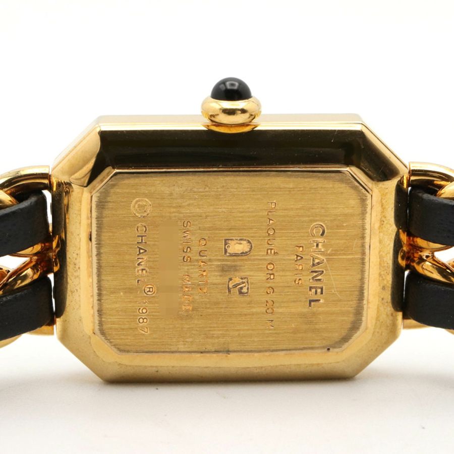 香奈兒 (Chanel) CHANEL Première S 女士腕錶,鍍金 (GP),皮革錶帶,黑色,H0001-5