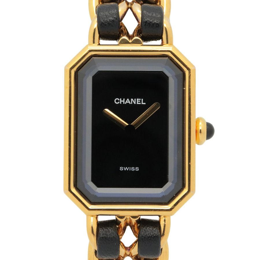 香奈兒 (Chanel) CHANEL Première S 女士腕錶,鍍金 (GP),皮革錶帶,黑色,H0001-0