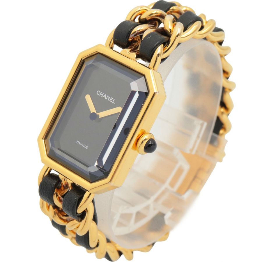 香奈兒 (Chanel) CHANEL Première S 女士腕錶,鍍金 (GP),皮革錶帶,黑色,H0001-1