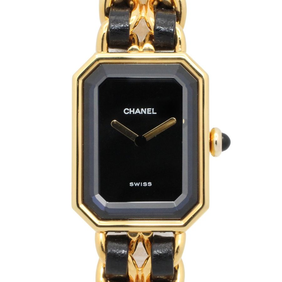 香奈兒 (Chanel) CHANEL Première XL 女士腕錶,鍍金 (GP) 錶殼,皮革錶帶,黑色,H0001-0