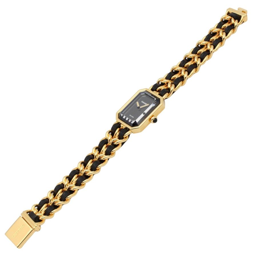 香奈兒 (Chanel) CHANEL Première XL 女士腕錶,鍍金 (GP) 錶殼,皮革錶帶,黑色,H0001-2