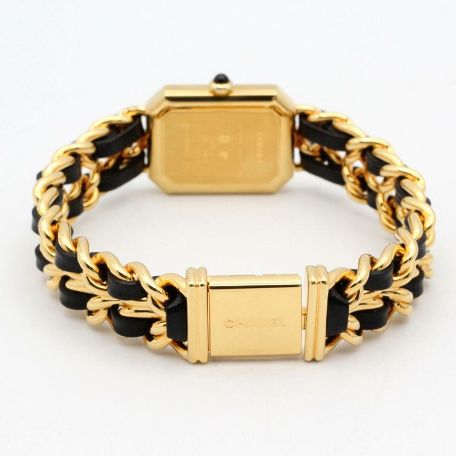 香奈兒 (Chanel) CHANEL Première XL 女士腕錶,鍍金 (GP) 錶殼,皮革錶帶,黑色,H0001-3