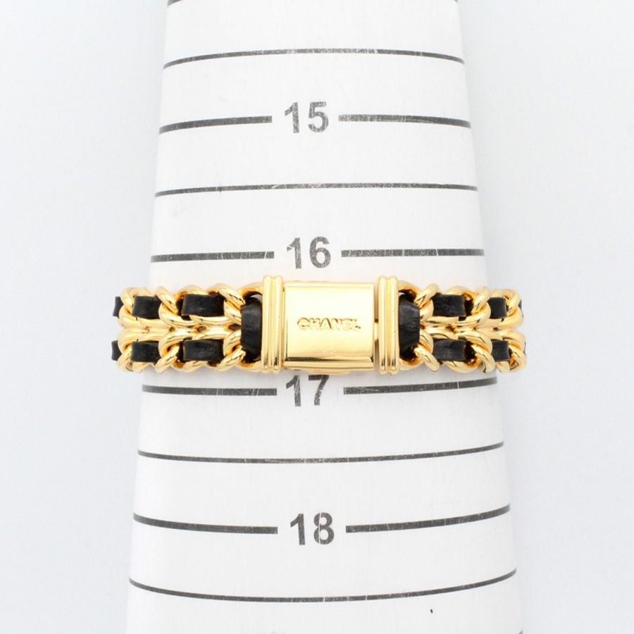 香奈兒 (Chanel) CHANEL Première XL 女士腕錶,鍍金 (GP) 錶殼,皮革錶帶,黑色,H0001-6
