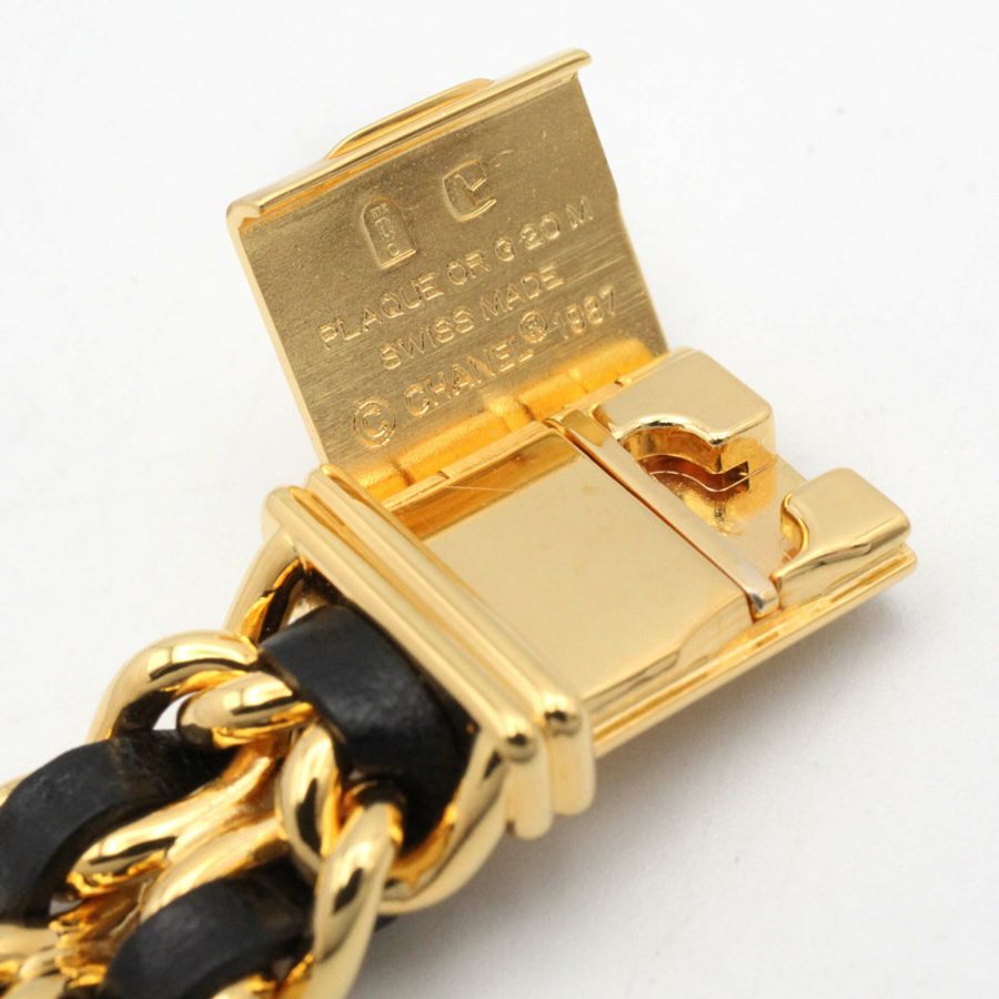 香奈兒 (Chanel) CHANEL Première XL 女士腕錶,鍍金 (GP) 錶殼,皮革錶帶,黑色,H0001-10