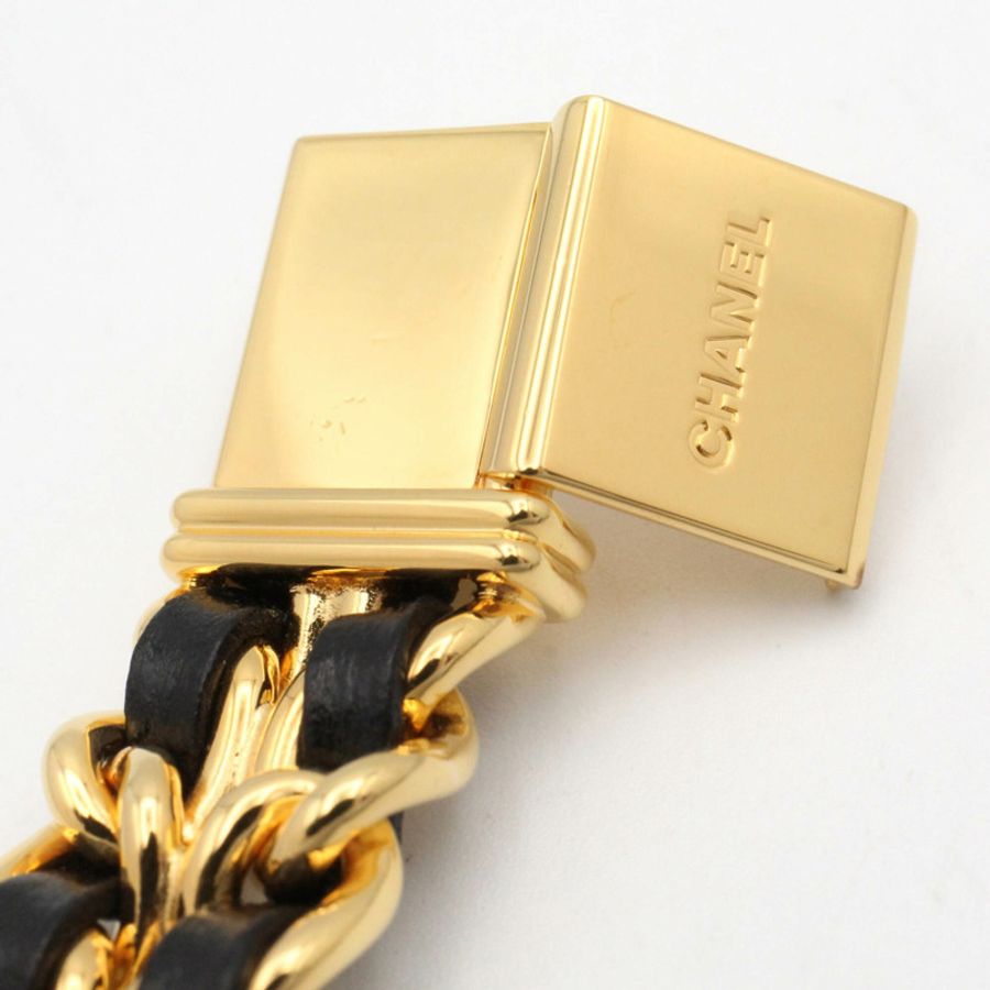香奈兒 (Chanel) CHANEL Première XL 女士腕錶,鍍金 (GP) 錶殼,皮革錶帶,黑色,H0001-11