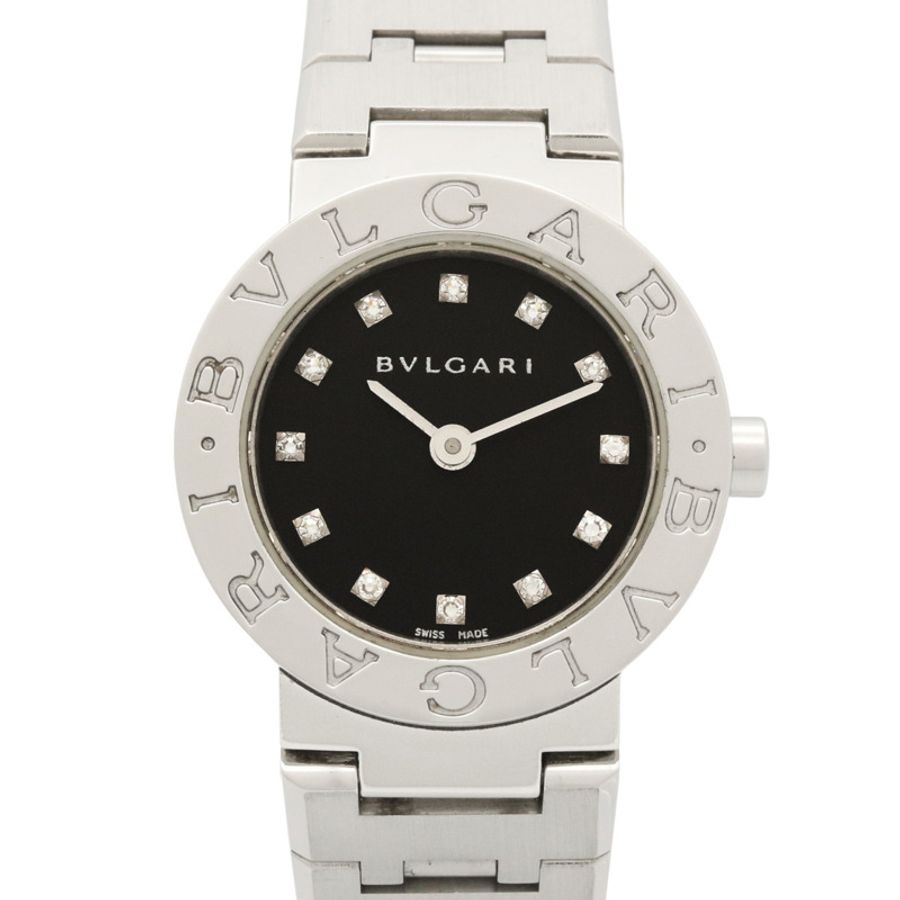 寶格麗 (BVLGARI) 12鑽女錶,不鏽鋼錶殼,黑色,型號BB23SS-0