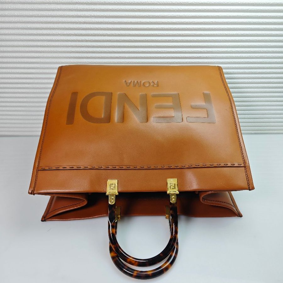 Fendi Sunshine 焦糖色購物袋手提包-4