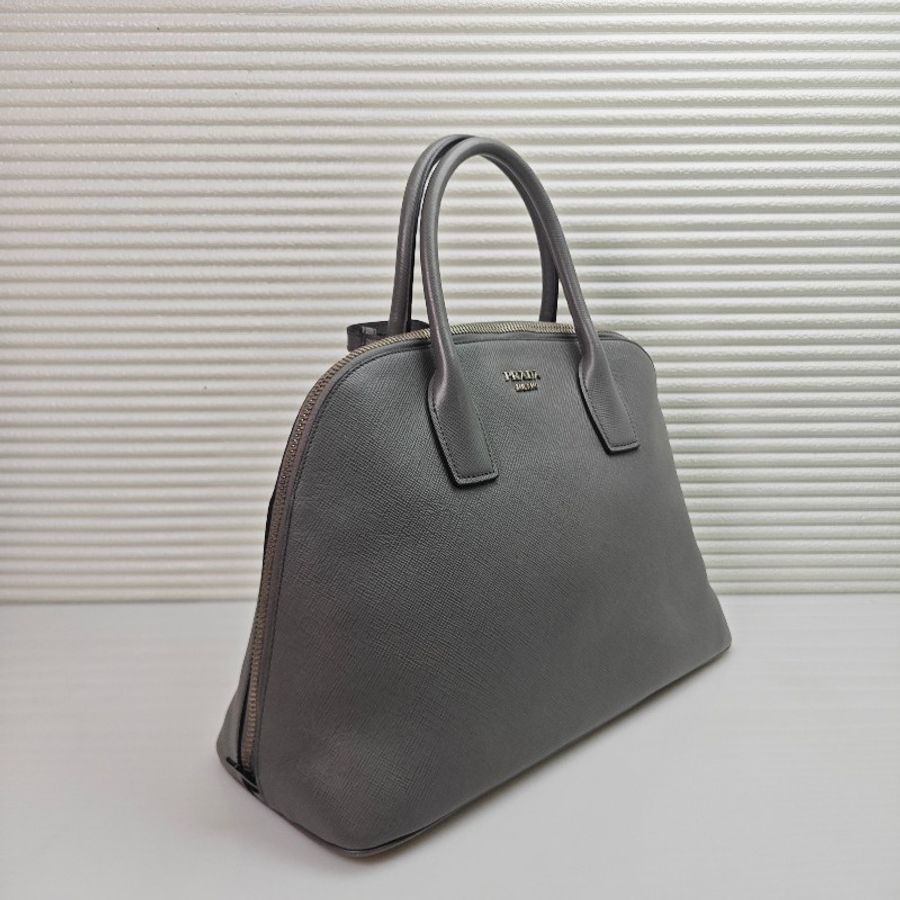 Prada Saffiano灰色牛皮手袋手提包-3