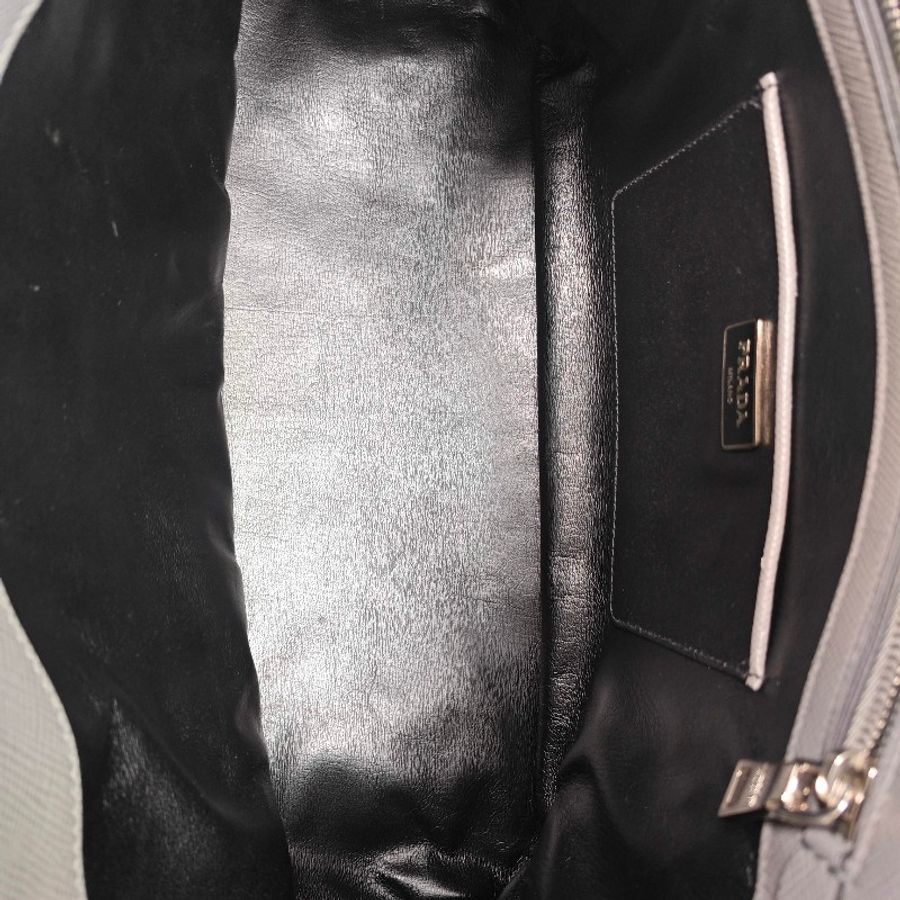 Prada Saffiano灰色牛皮手袋手提包-8