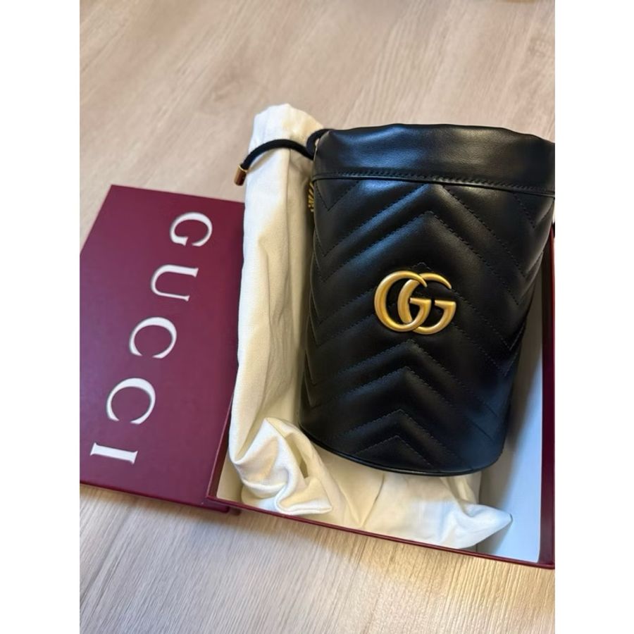 誠可議 現貨 GUCCI 古馳 GG Marmont系列 小水桶包 斜背包 精品包-0