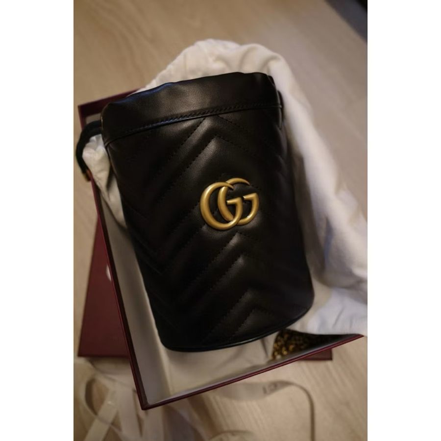 誠可議 現貨 GUCCI 古馳 GG Marmont系列 小水桶包 斜背包 精品包-3