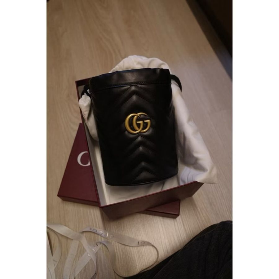 誠可議 現貨 GUCCI 古馳 GG Marmont系列 小水桶包 斜背包 精品包-4