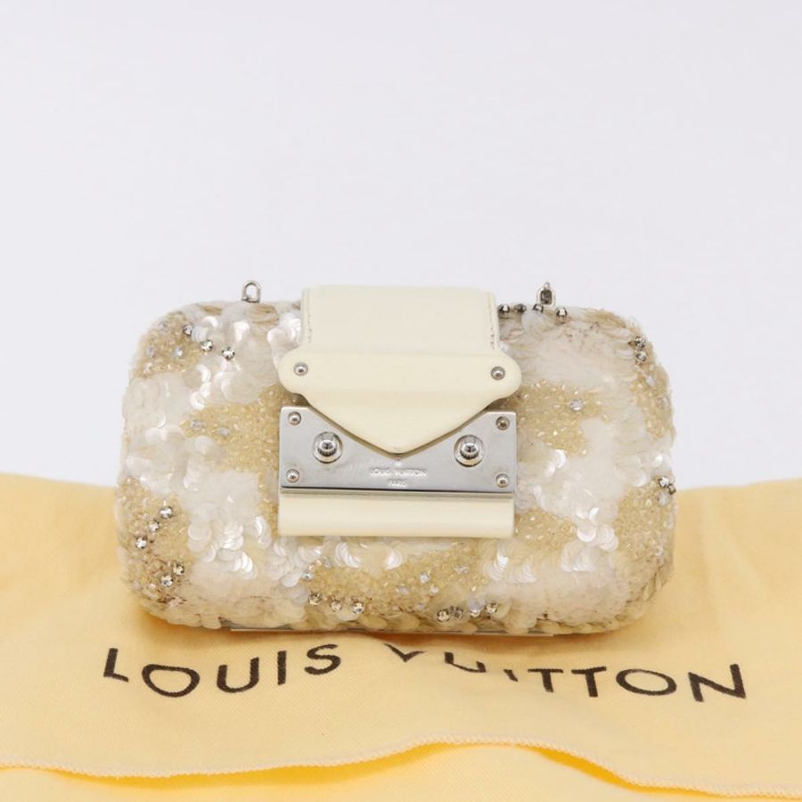 【日本直送】路易威登 Minodiere Petit Tresor 亮片白色銀色手袋 LV 正品 192631SAM-11