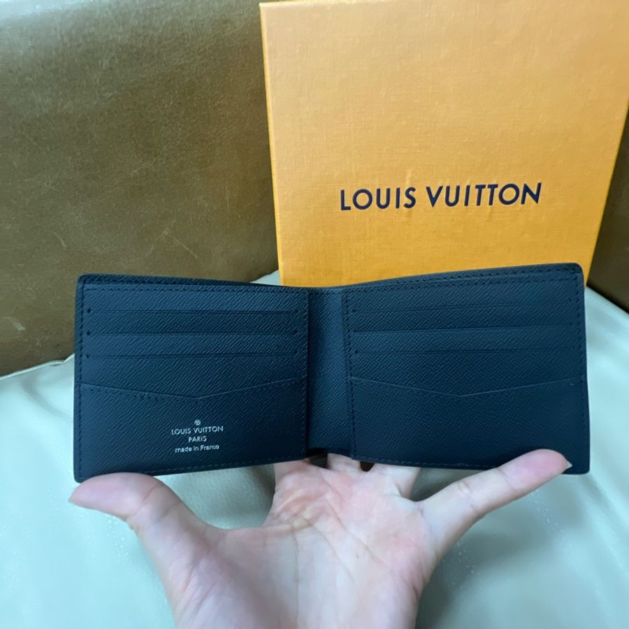 LV M62294 Slender / M61695 黑灰老花對折錢包,男士經典短夾,全套橙盒包裝-2