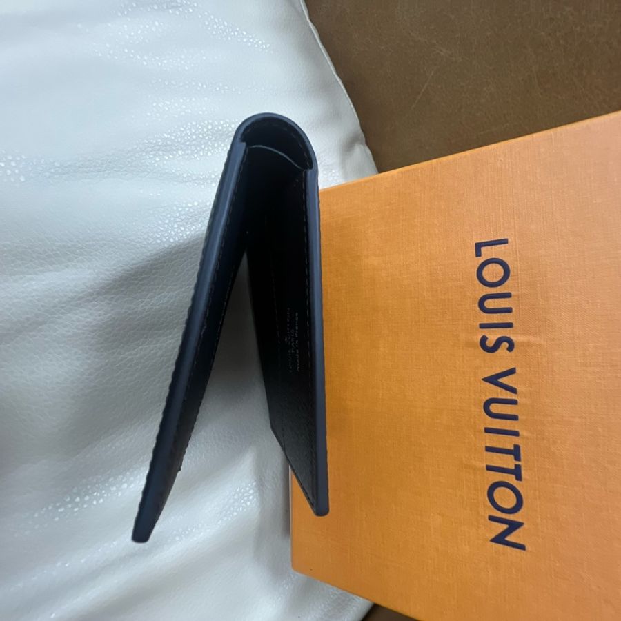 LV M62294 Slender / M61695 黑灰老花對折錢包,男士經典短夾,全套橙盒包裝-4