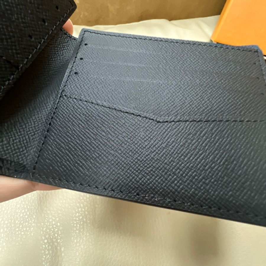 LV M62294 Slender / M61695 黑灰老花對折錢包,男士經典短夾,全套橙盒包裝-12