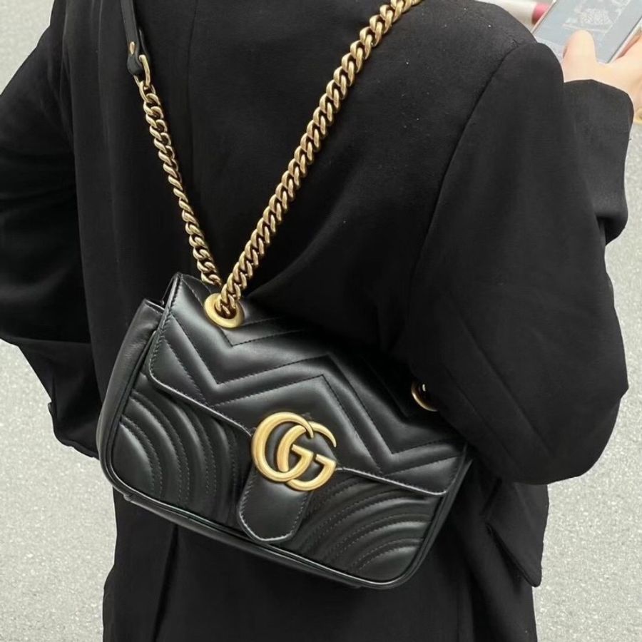 99新🖤#Gucci #marmont #馬蒙中號黑金 #購證塵袋-0