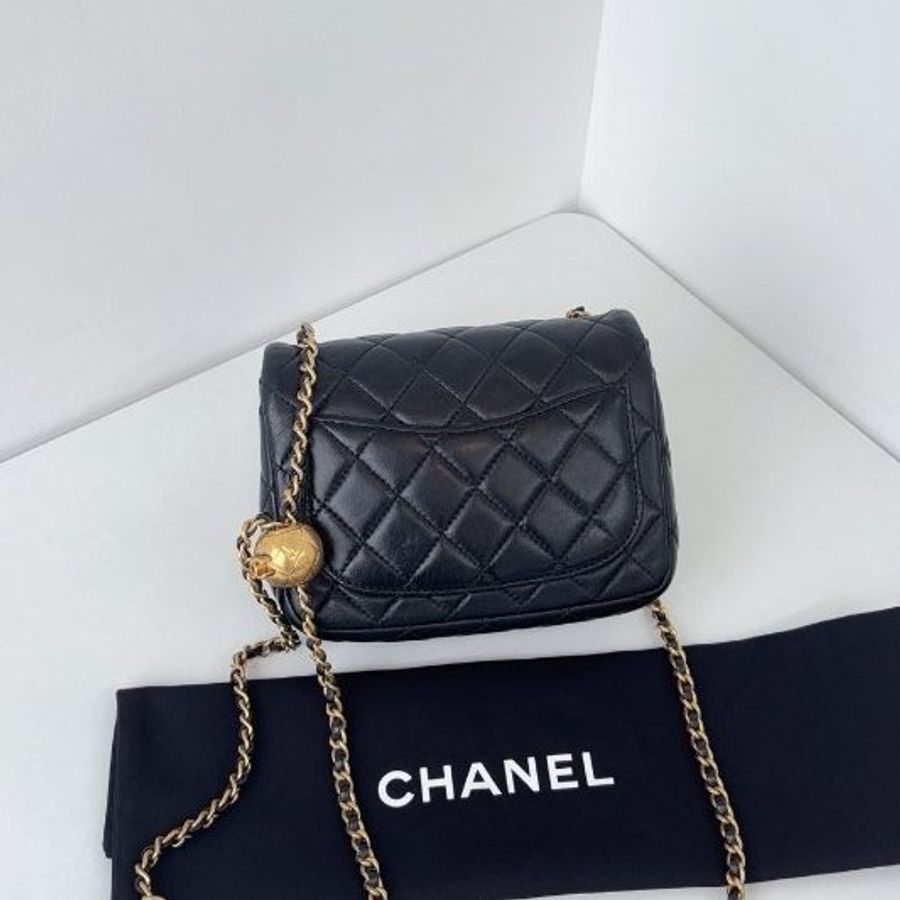香奈兒/Chanel 黑金金球CF方胖子鏈條包-1