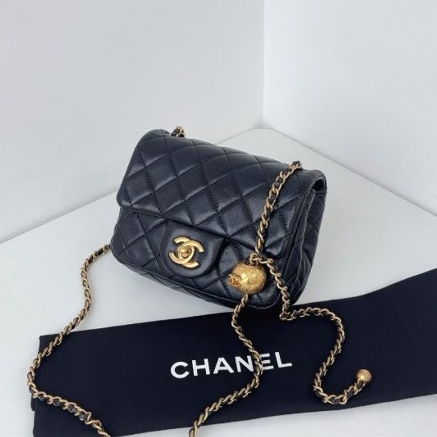 香奈兒/Chanel 黑金金球CF方胖子鏈條包-3
