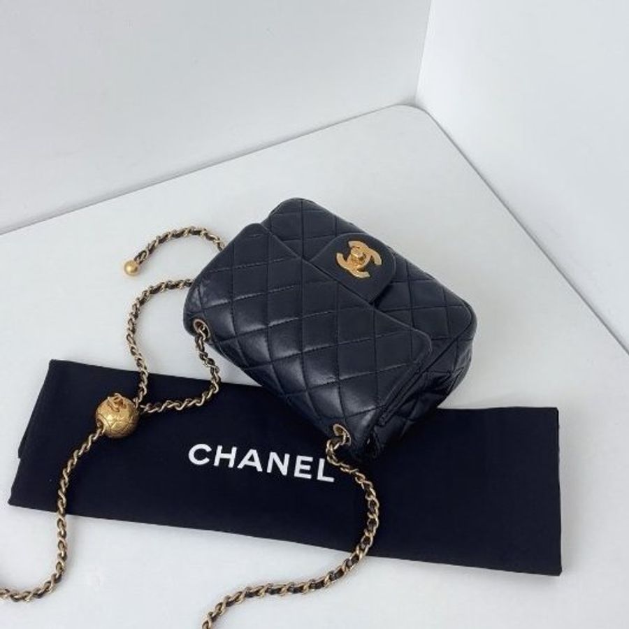 香奈兒/Chanel 黑金金球CF方胖子鏈條包-4