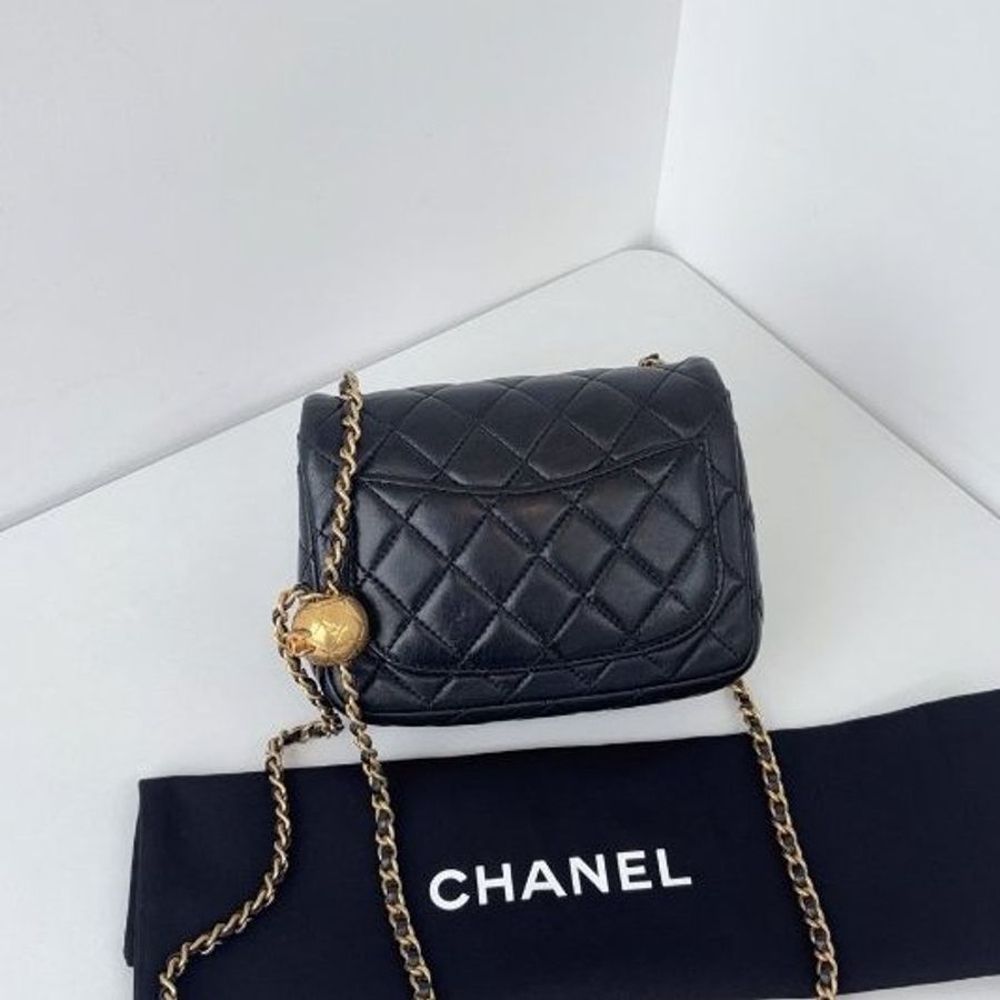 香奈兒/Chanel 黑金金球CF方胖子鏈條包-6