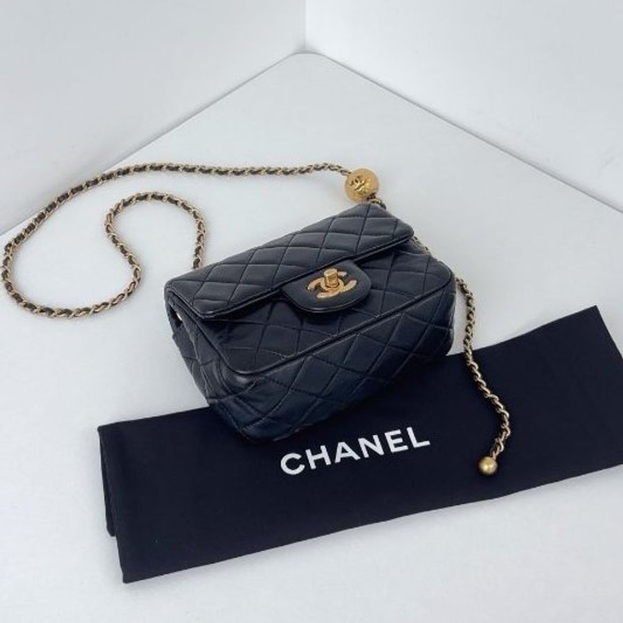 香奈兒/Chanel 黑金金球CF方胖子鏈條包-7