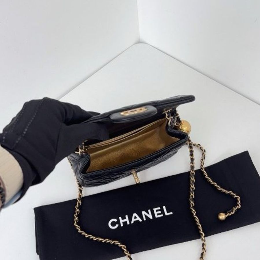 香奈兒/Chanel 黑金金球CF方胖子鏈條包-8