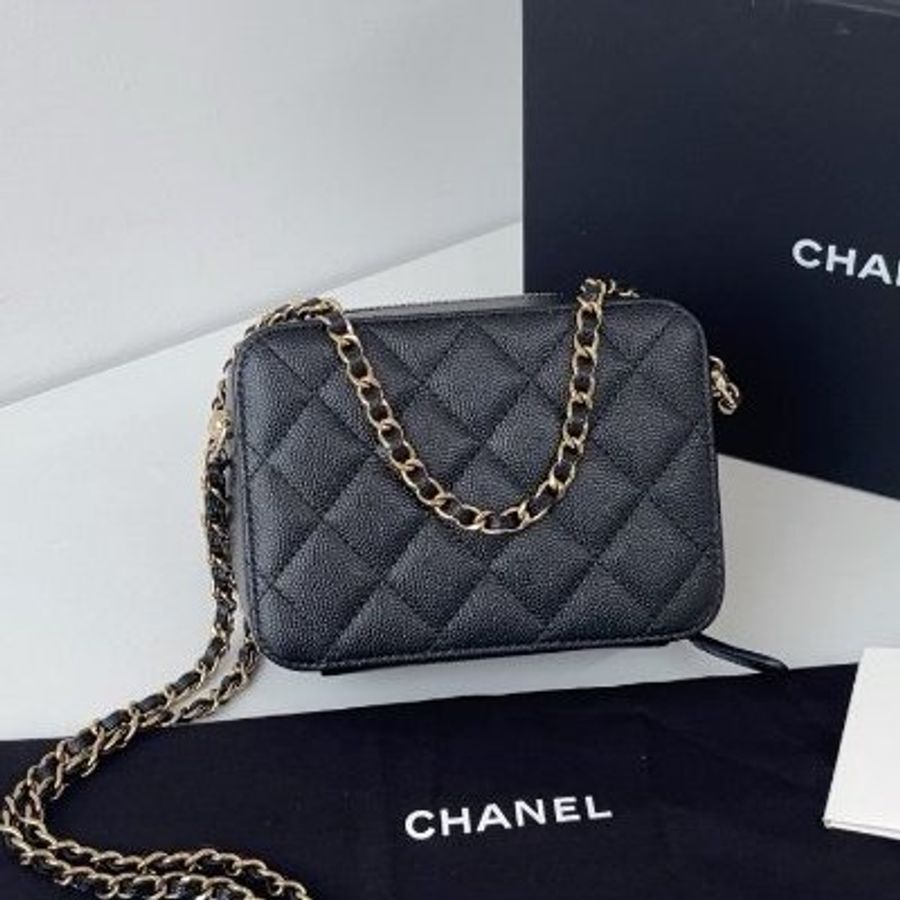閒置新 香奈兒/Chanel Trendy CC mini黑金荔枝皮 盒子相機包 芯片款-1