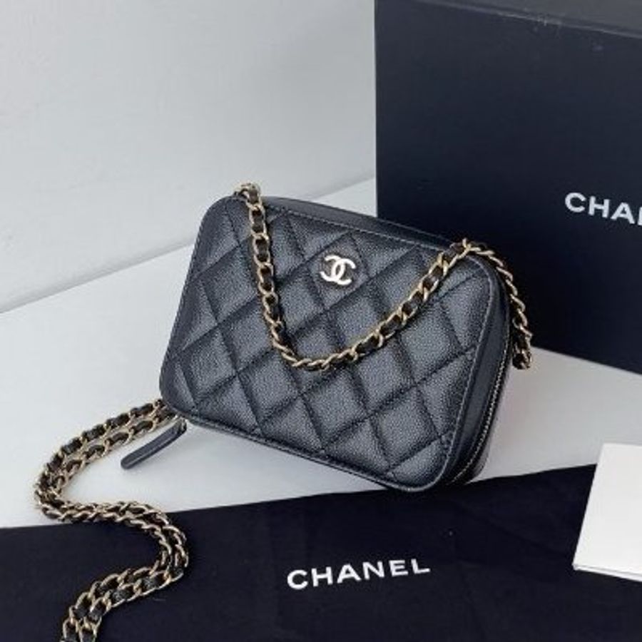 閒置新 香奈兒/Chanel Trendy CC mini黑金荔枝皮 盒子相機包 芯片款-3