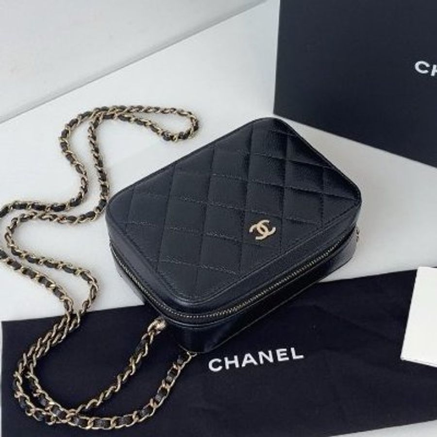 閒置新 香奈兒/Chanel Trendy CC mini黑金荔枝皮 盒子相機包 芯片款-4