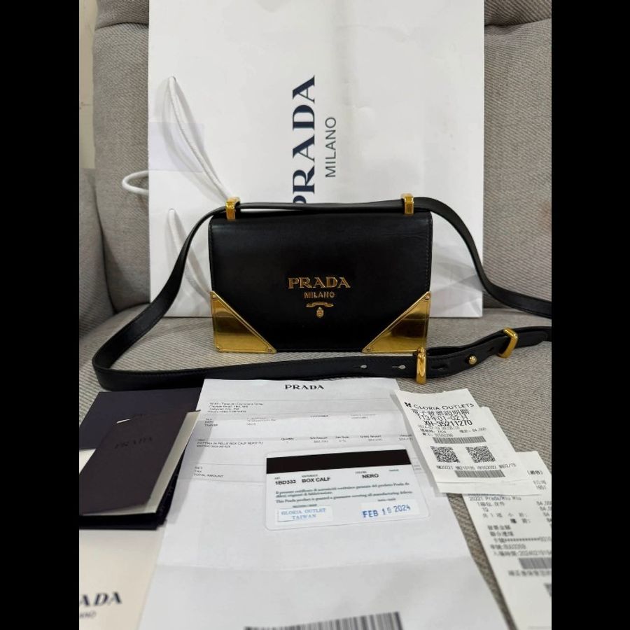 Prada 黑色肩背斜背包-0