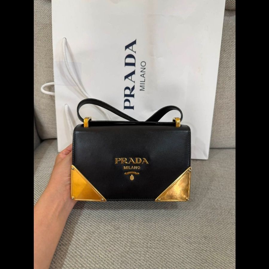 Prada 黑色肩背斜背包-1