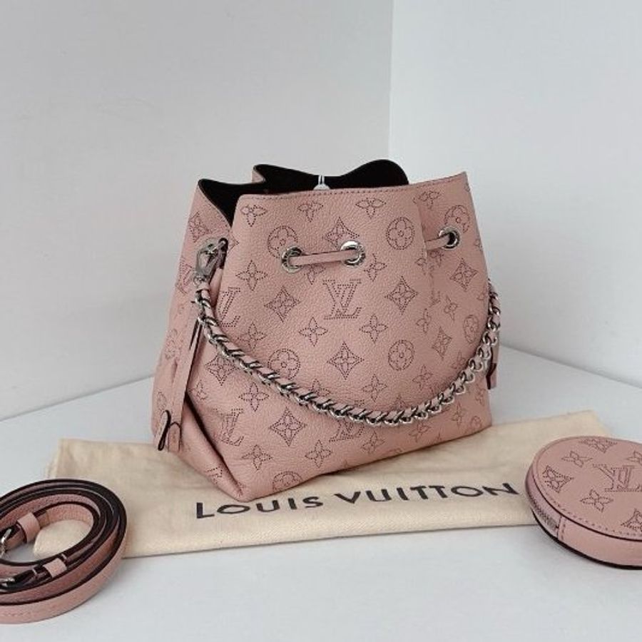 近新品 路易威登/Louis Vuitton Bella粉色全皮鏤空老花月光女神Tote 芯片款-2