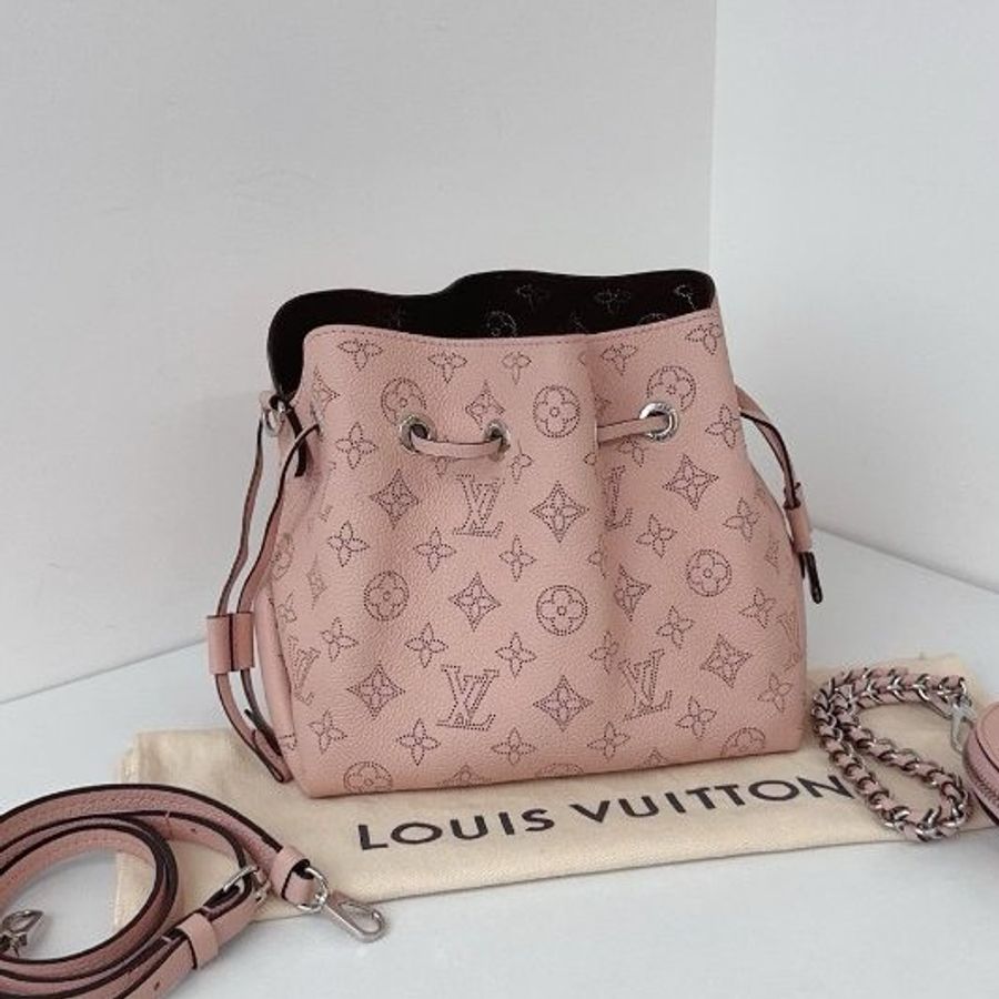 近新品 路易威登/Louis Vuitton Bella粉色全皮鏤空老花月光女神Tote 芯片款-6