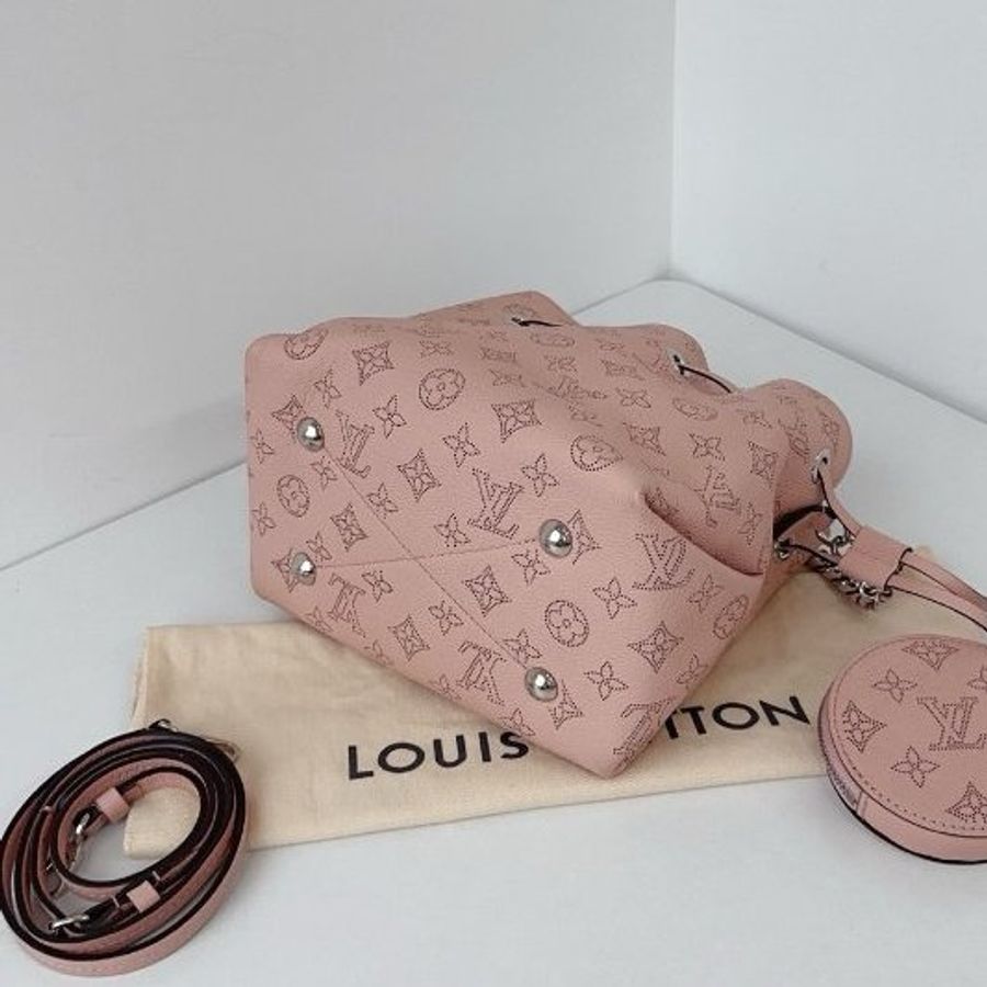 近新品 路易威登/Louis Vuitton Bella粉色全皮鏤空老花月光女神Tote 芯片款-8
