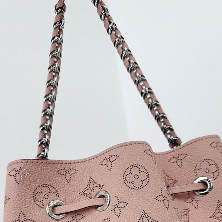 近新品 路易威登/Louis Vuitton Bella粉色全皮鏤空老花月光女神Tote 芯片款-10